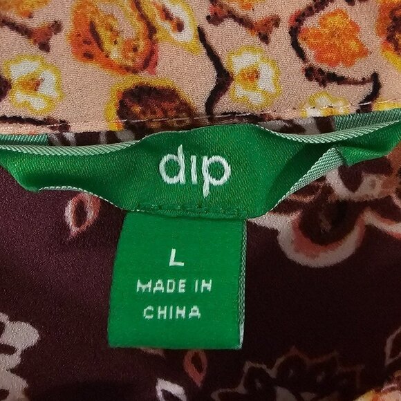 Dip Plum Orange Floral Boho Fairy Festival Peasant Blouse Size L - Picture 10 of 12